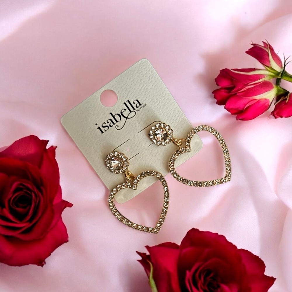 Gold Heart Drop Earrings